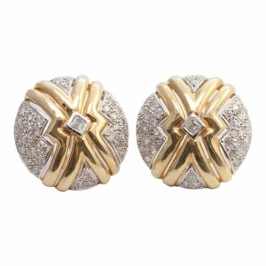 round 18ct Gold and brilliant cut Diamond Earrings