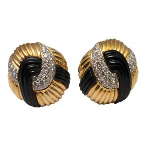 Onyx Diamond and Gold Earrings