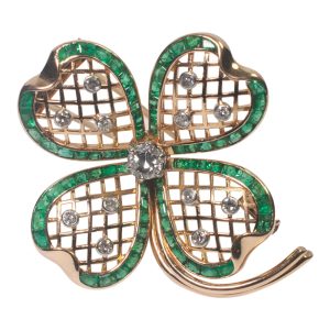 Mauboussin Emerald and Diamond Shamrock Brooch from Plaza Jewellery - image 1