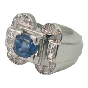 Art Deco Sapphire and Diamond Ring from Plaza Jewellery - image 1