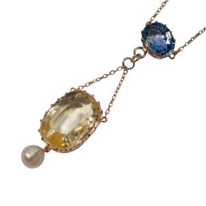 Edwardian Natural Sapphire and Pearl Pendant