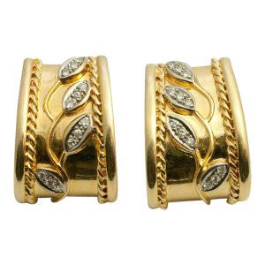 Floral Diamond 18ct Gold Earrings Clip and Post