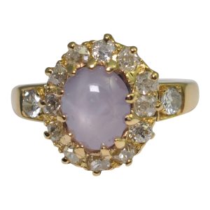 Edwardian Lavender Star Sapphire and Diamond Ring