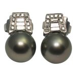 Black South Sea Pearl and Diamond Earrings