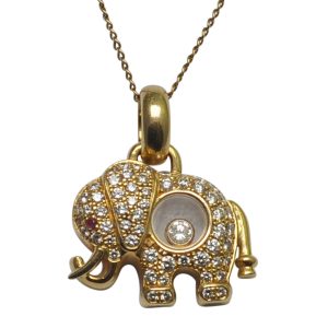 Chopard 18ct Happy Diamond Elephant Pendant Necklace