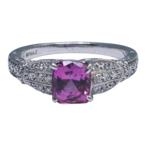 Sophia D Pink Sapphire Diamond Platinum Engagement Ring