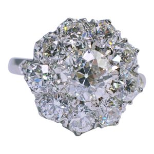 Diamond Cluster Platinum 1930s Ring