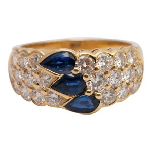 Louis Gérard Sapphire Diamond Gold Band Ring