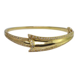 Diamond Gold Ribbon Bangle Bracelet