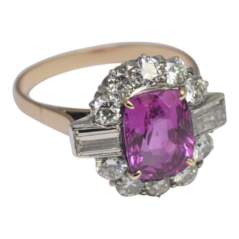 Certified Burmese Pink Sapphire Diamond Gold Ring