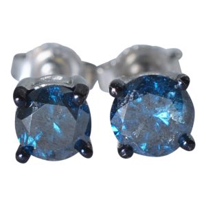 Blue Diamond Gold Stud Earrings