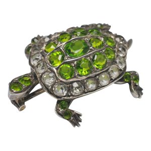 French Antique 19th Century Silver Paste Turtle Brooch
