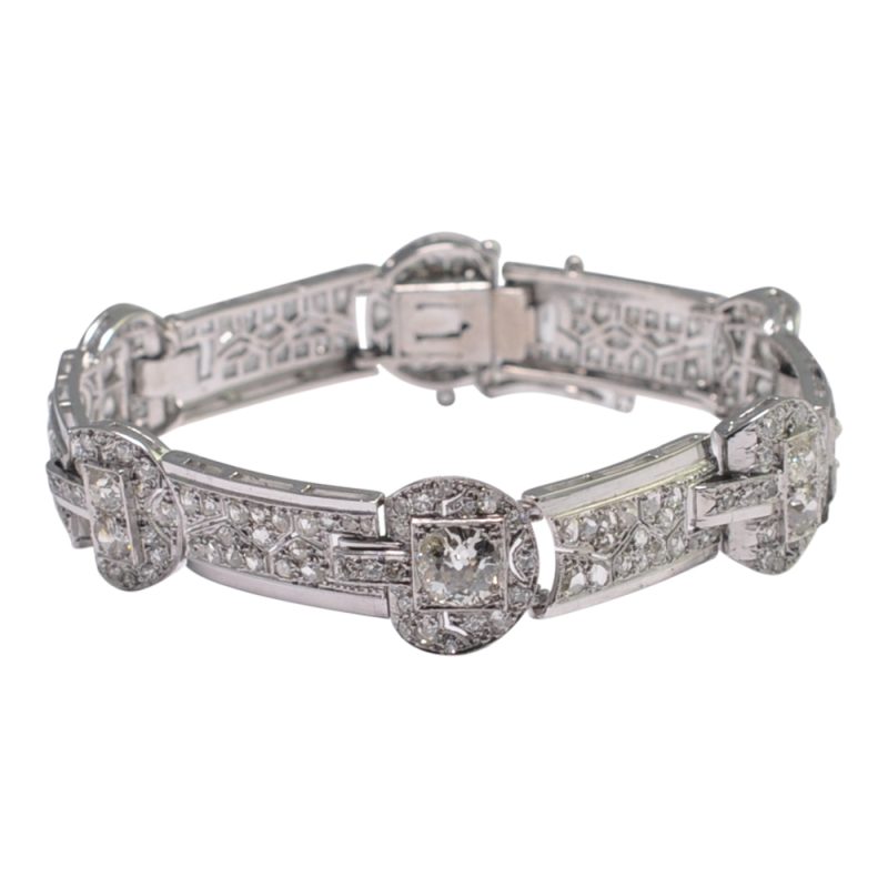 French Art Deco Platinum Diamond Bracelet