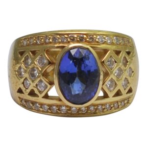 Tanzanite Diamond Gold Band Ring