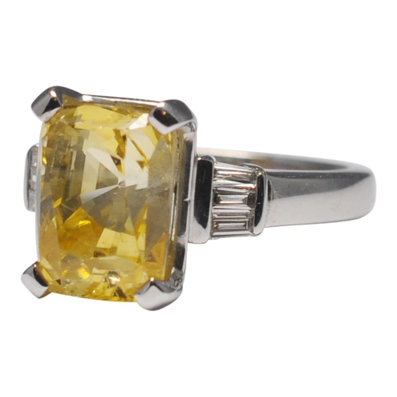 Certificated Yellow Natural Sapphire Diamond Gold Ring