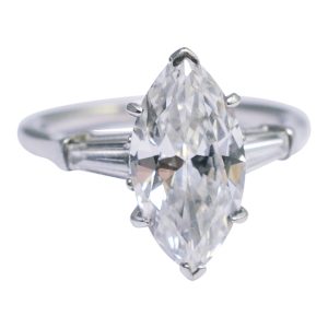 GIA Certified Harry Winston 2.39ct Marquise Solitaire Platinum Ring