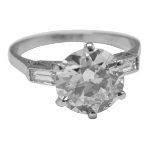 Art Deco Diamond Solitaire Platinum Ring