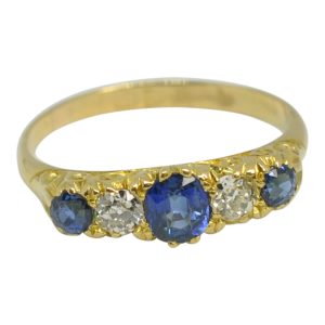 Antique Victorian Sapphire Diamond Gold Band Ring