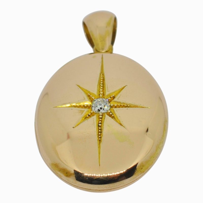 Victorian 15ct rose gold & diamond locket