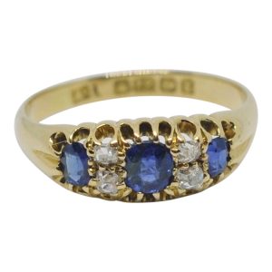 Edwardian Sapphire and Diamond Band Ring