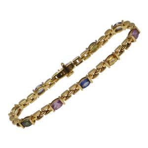 Multi Coloured Sapphire 18ct Gold Bracelet