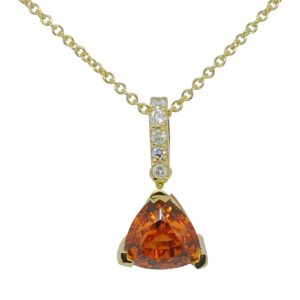 Mandarin Garnet Diamond Gold Pendant
