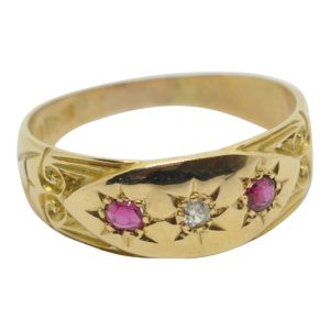 Antique Edwardian Ruby and Diamond Wedding Ring