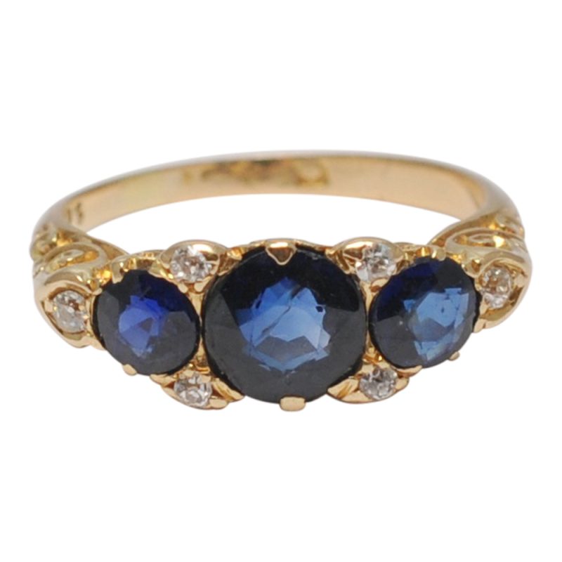 Antique Victorian Sapphire Trilogy Gold Ring