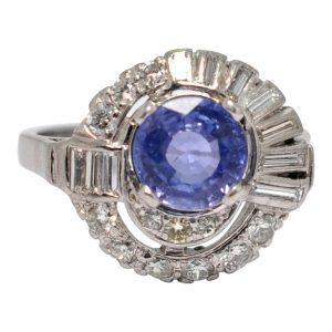 Mid Century Sapphire Diamond 14ct Gold Ring