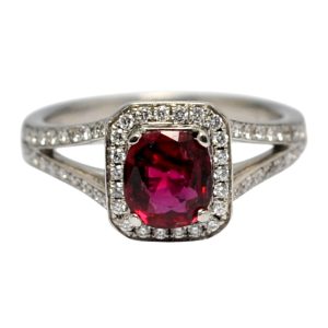 Ruby Diamond 18ct Gold Engagement Ring