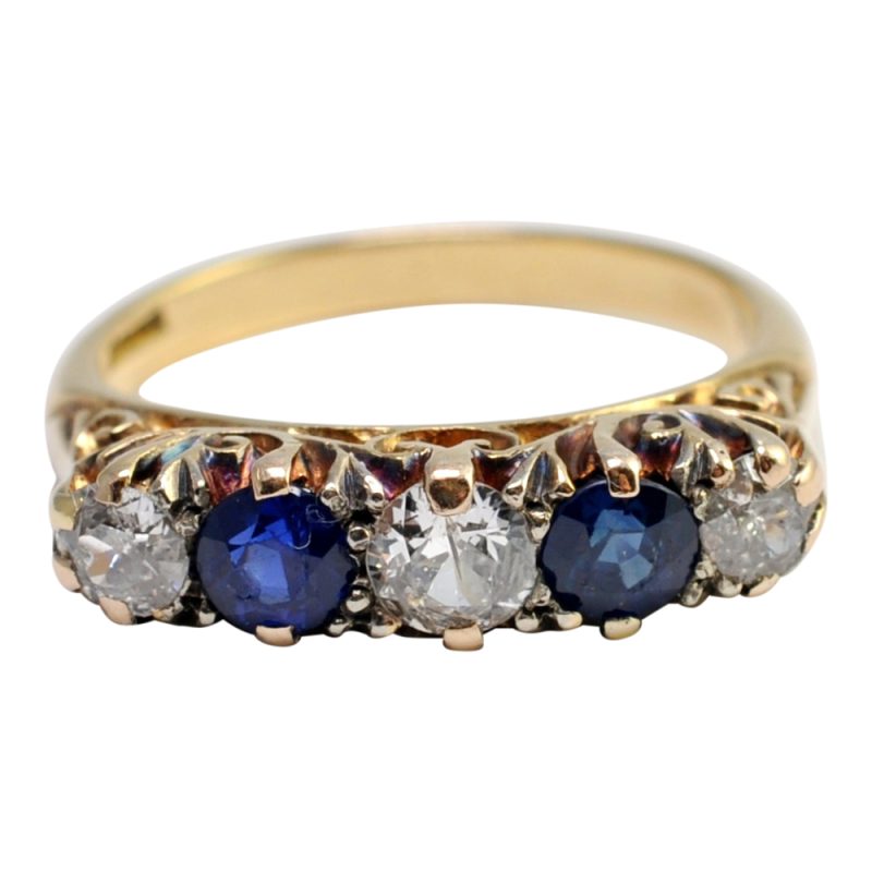Victorian Sapphire Diamond 18ct Gold Ring