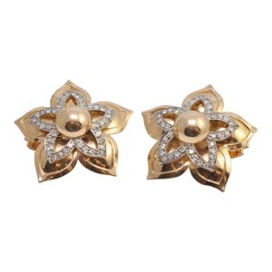 Mid Century 18ct Gold Diamond Earrings