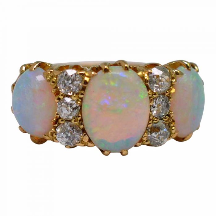 Victorian Opal Diamond 18ct Gold Ring