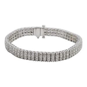 Diamond 3 Row 18ct White Gold Bracelet