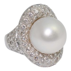 South Sea Pearl Diamond 18ct Gold Ring