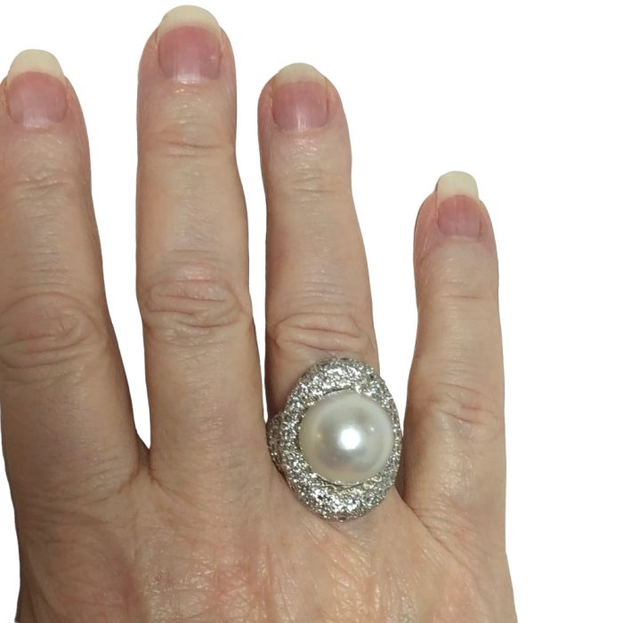 South Sea Pearl Diamond 18ct Gold Ring