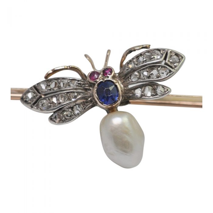V1167 DIAMOND PEARL INSECT BROOCH5