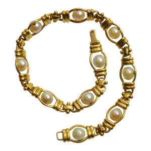 Mid Century 18ct Gold Pearl Bracelet
