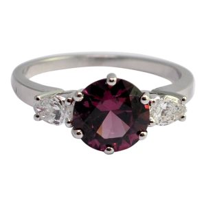 Rhodolite Diamond 18ct Gold Engagement Ring