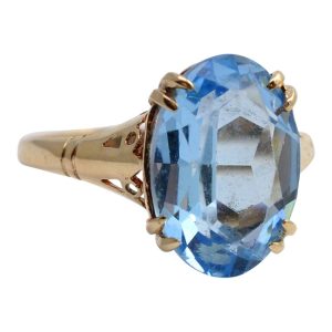 Mid Century Blue Topaz 9ct Gold Ring