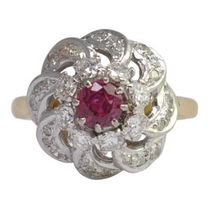 Ruby Diamond 18ct Gold Cluster Ring