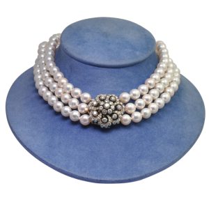 Antique Boodles Diamond and Pearl Gold Choker