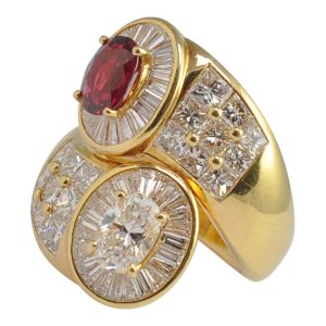 Ruby Diamond 18ct Gold Crossover Ring