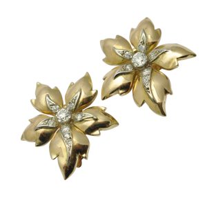 Diamond 18ct Gold Flower Earrings