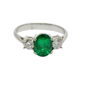 Emerald Diamond Gold Trilogy Ring