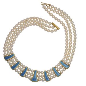 Leo de Vroomen Pearl Gold Enamel Necklace