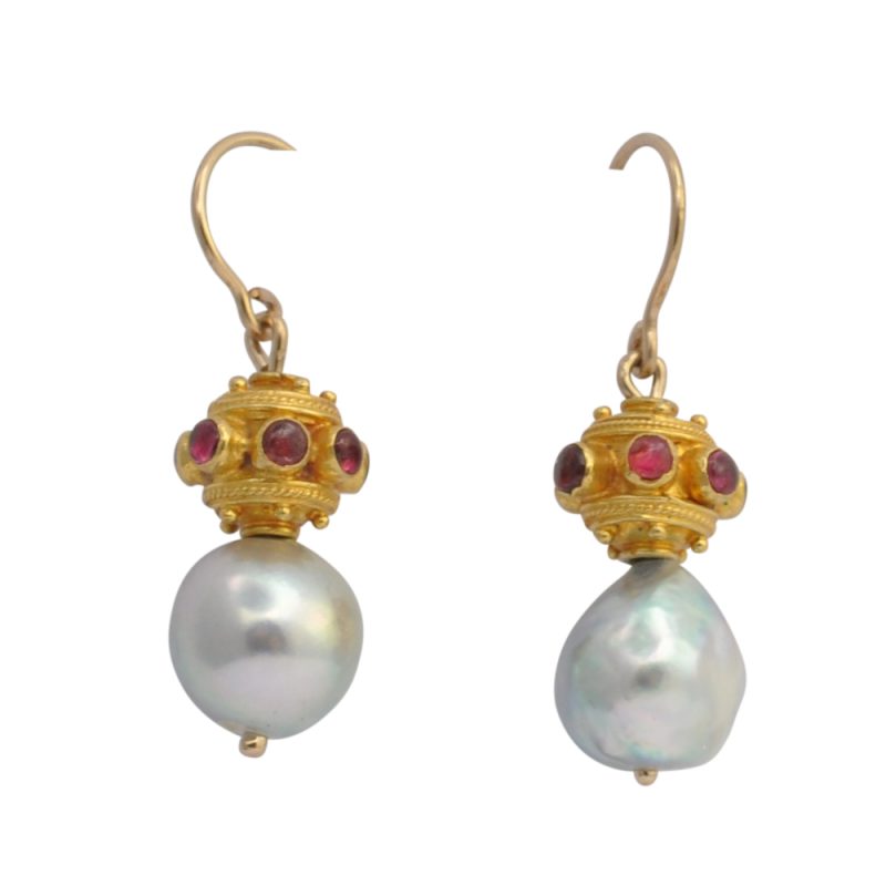 Pearl Ruby Gold Earrings | Plaza Jewellery English Vintage Antique ...