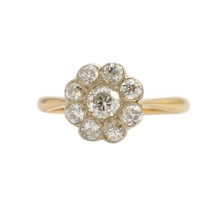 Victorian Diamond Halo Gold Engagement Ring