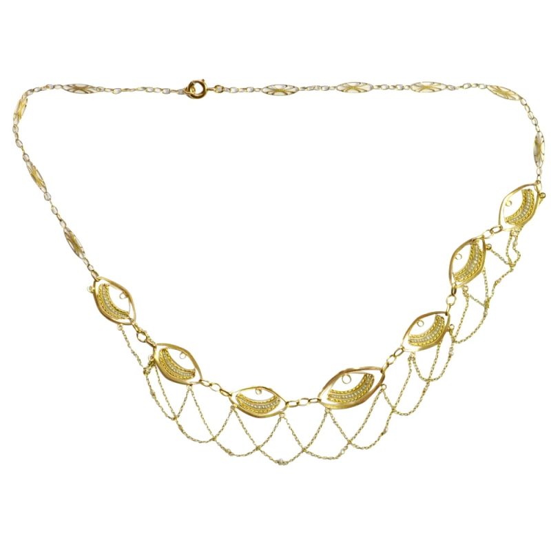 G118 antique french gold pearl necklace
