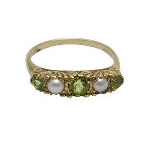 Antique Victorian Peridot and Pearl Gold Ring